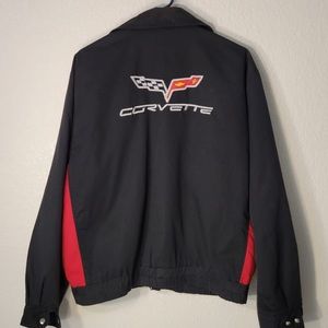Corvette C6 Zip Up Jacket Lined Black - Red Lightweight Size M